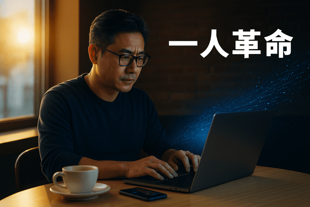 一位創業者準備啟動AI革命的早晨場景