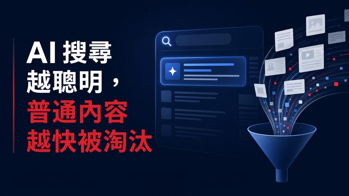鄭錦聰老師說明AI 搜尋越聰明,普通內容越快被淘汰,搭配 AI 工作系統、權限邊界、驗收標準與升級回報流程圖示