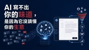 鄭錦聰老師說明AI 寫不出你的味道,是因為它還沒讀過你的生意,搭配 AI 工作系統、權限邊界、驗收標準與升級回報流程圖示