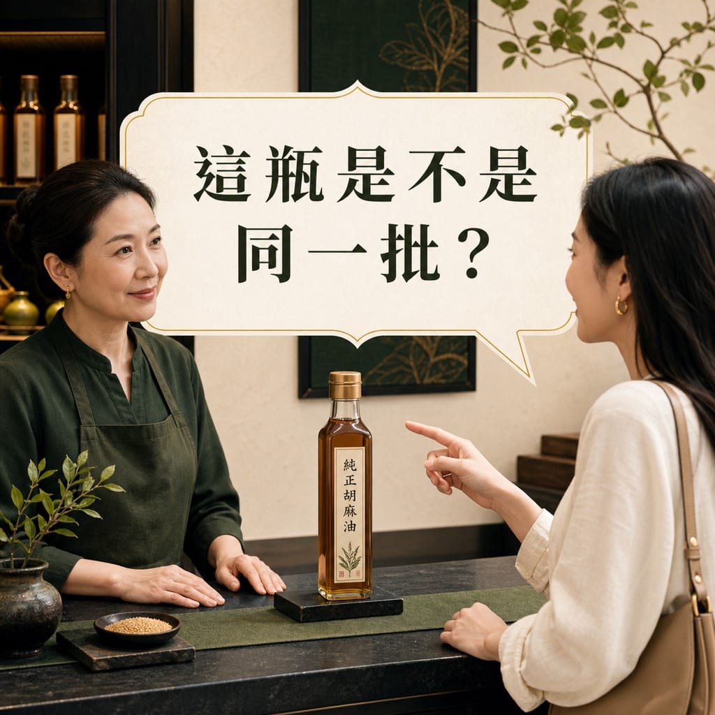 麻油出事後，顧客要的不是一句放心，而是查得到的證據