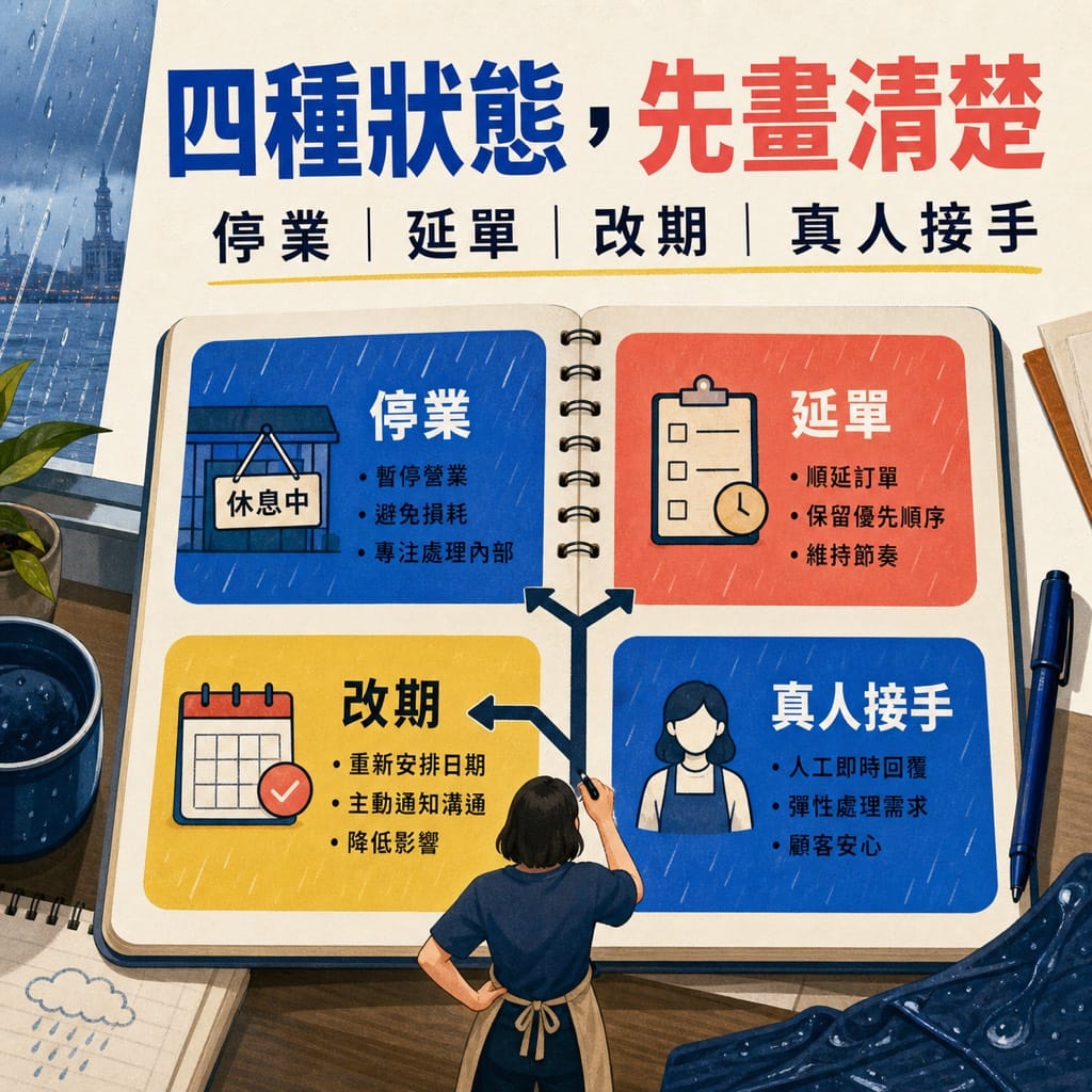高雄豪雨停班停課後,店家先做的不是 AI 貼文,而是把營業決定說清楚