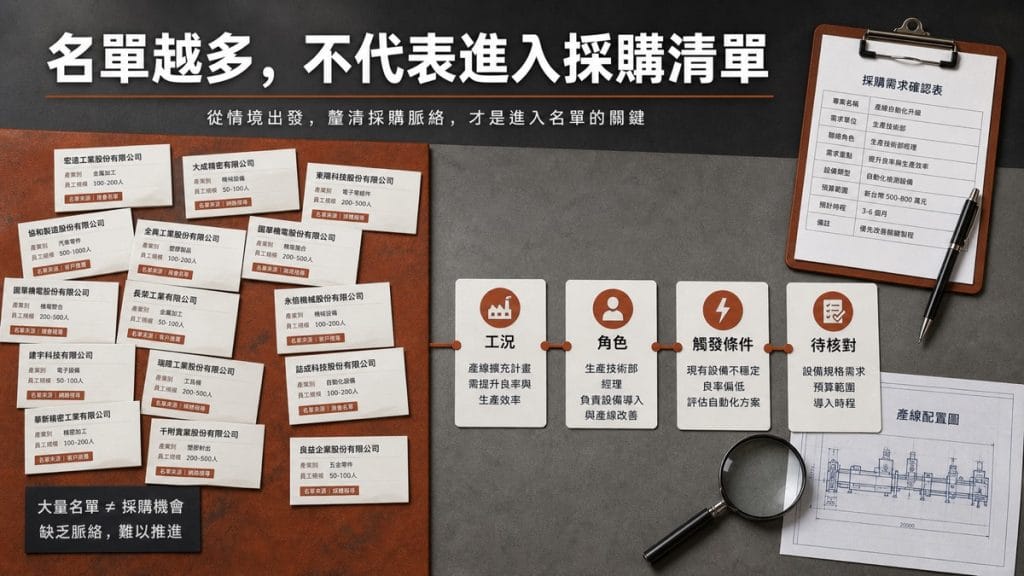 製造業的 B2B 名單為什麼越多，真正進入採購清單的機會反而沒有增加？