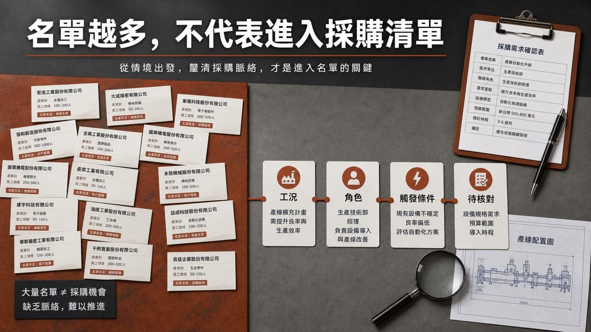 製造業的 B2B 名單為什麼越多,真正進入採購清單的機會反而沒有增加?