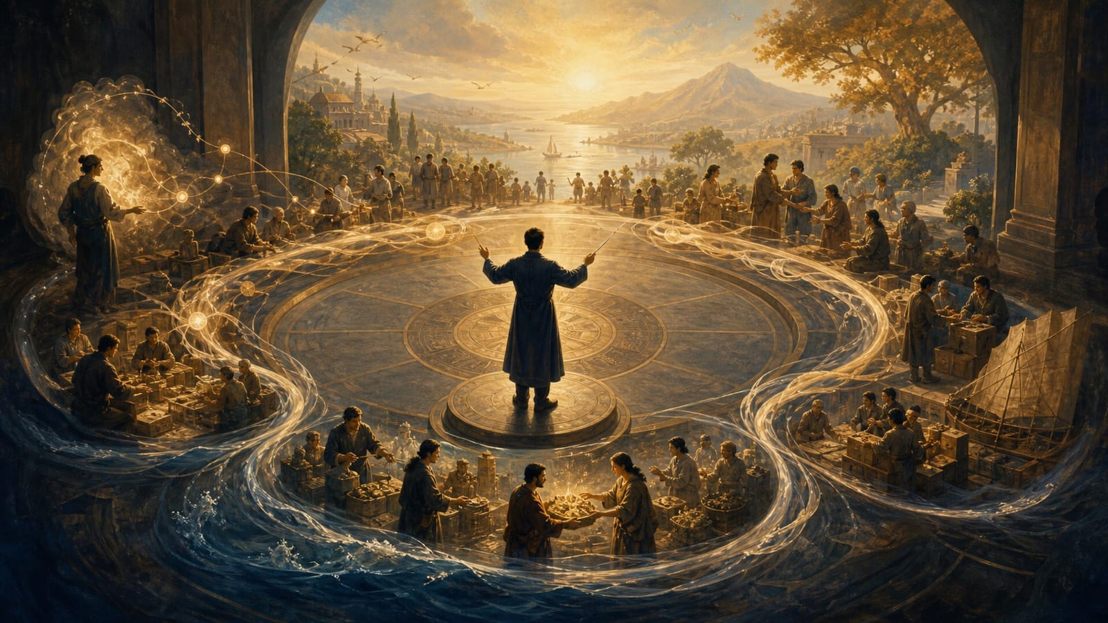 第五篇|眾智成事:一人定向,系統前行,價值循環的篇章意象圖
