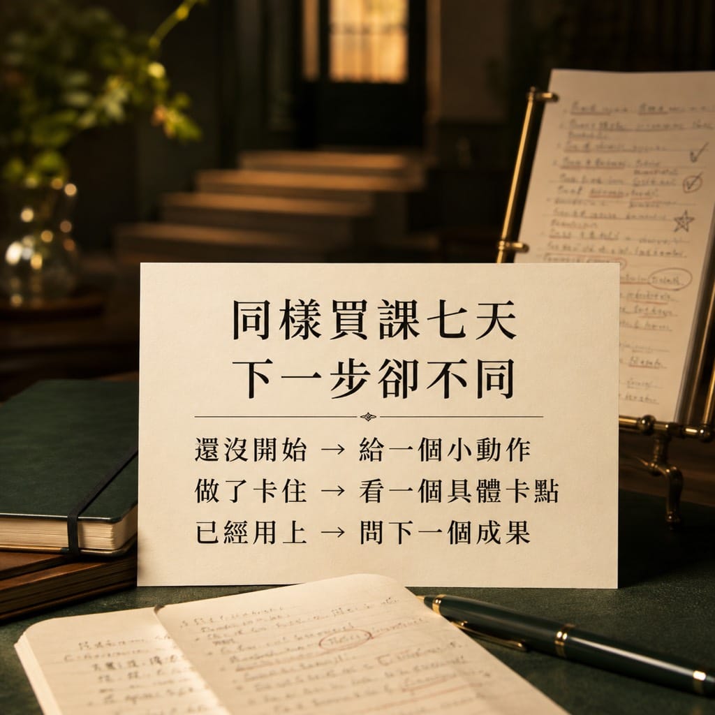 客戶買完課，先催進階還是先幫他完成第一個成果？