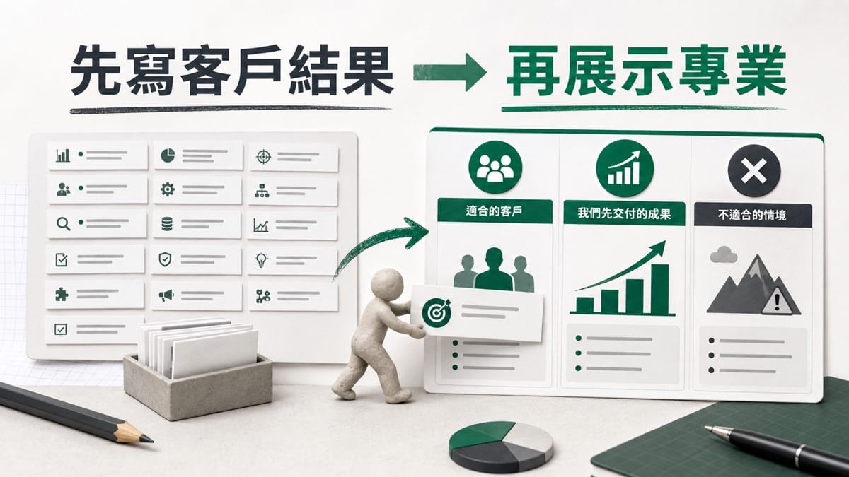 服務頁第一段要先寫你會什麼,還是客戶會得到什麼?