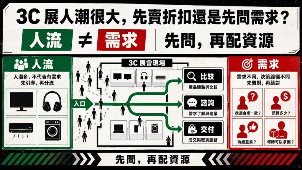 3C 展人潮很大，品牌要先賣折扣還是先問出需求？