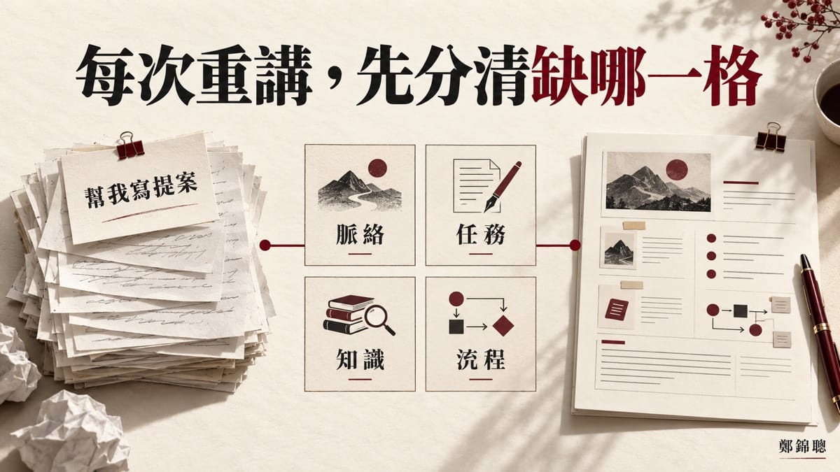 AI 每次都要重講專業背景，該補提示詞、記憶、知識中心還是任務設計？